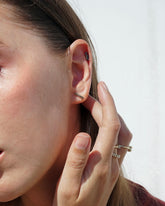 Line Earring six black diamonds